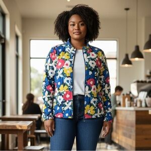 Vibrant Floral Women's Puffer Jacket